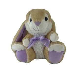Kellytoy Bunny Rabbit 12” Plush Tan Easter Stuffed Animal Toy Purple Bow